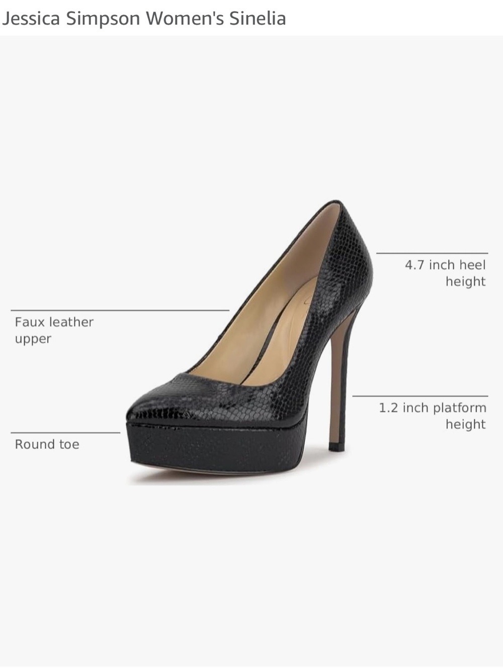 Jessica Simpson Black Snake-Embossed Platform Pump - Picture 4 of 15